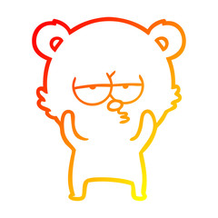 warm gradient line drawing bored polar bear cartoon