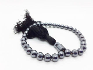 Islam Religious Praying Beads Rope in White Isolated Background