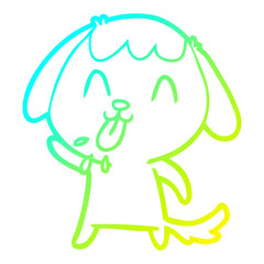 cold gradient line drawing cute cartoon dog