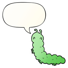 cartoon caterpillar and speech bubble in smooth gradient style