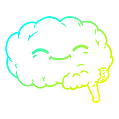 cold gradient line drawing cartoon brain