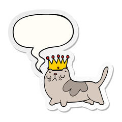 cartoon arrogant cat and speech bubble sticker