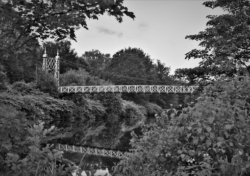 Howley suspension footbridge at victoria park. This bridge is around 100 years old and is hidden gem in warrington town. England