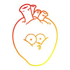 warm gradient line drawing cartoon confused heart