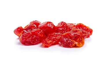 Candied dried dogwood on white background isolation