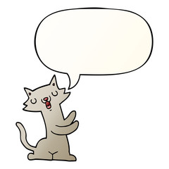cartoon cat and speech bubble in smooth gradient style