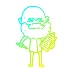 Obraz premium cold gradient line drawing cartoon man with beard frowning