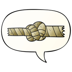 cartoon knotted rope and speech bubble in smooth gradient style