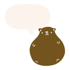 cartoon bear and speech bubble in retro style