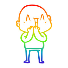 rainbow gradient line drawing happy cartoon bald man