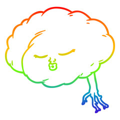 rainbow gradient line drawing cartoon brain