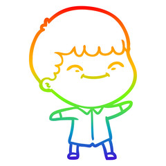 rainbow gradient line drawing cartoon happy boy