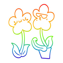 rainbow gradient line drawing cute cartoon flower