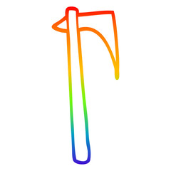 rainbow gradient line drawing cartoon sharp axe