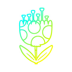 cold gradient line drawing cartoon patterned flower