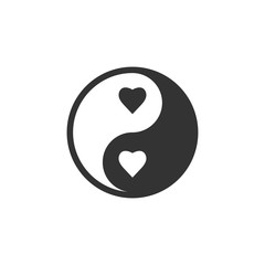 Yin Yang heart icon. Vector illustration, flat design.