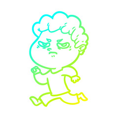 cold gradient line drawing cartoon angry man