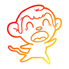 warm gradient line drawing shouting cartoon monkey