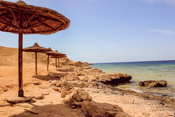 Beautiful sandy beach on Red Sea, near Egypt