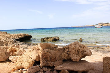 Beautiful sandy beach on Red Sea, near Egypt