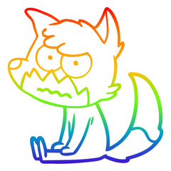 rainbow gradient line drawing cartoon annoyed fox