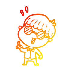 warm gradient line drawing clever boy with idea