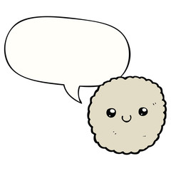 cartoon biscuit and speech bubble