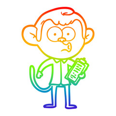 rainbow gradient line drawing cartoon salesman monkey