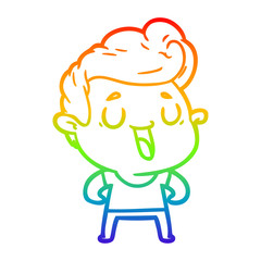 rainbow gradient line drawing happy cartoon man