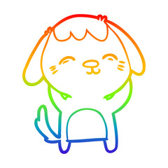 rainbow gradient line drawing happy cartoon dog