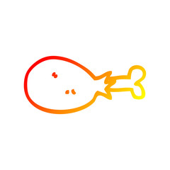 warm gradient line drawing cartoon cooked chicken leg