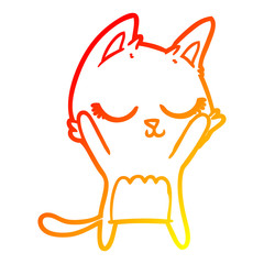 warm gradient line drawing calm cartoon cat