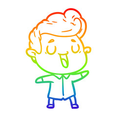 rainbow gradient line drawing happy cartoon man