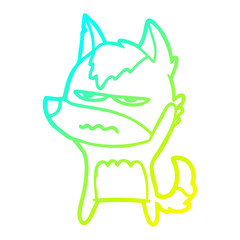 cold gradient line drawing cartoon annoyed wolf