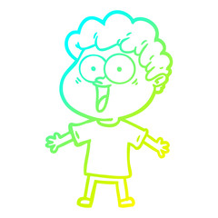 cold gradient line drawing cartoon happy man