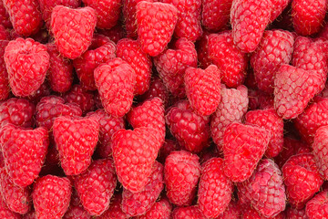 Raspberry as a background, top view.