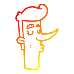 warm gradient line drawing cartoon arrogant man