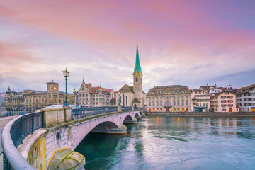 Cityscape of downtown Zurich in Switzerland - obrazy, fototapety, plakaty