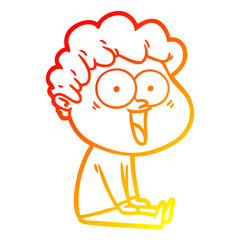 warm gradient line drawing cartoon happy man