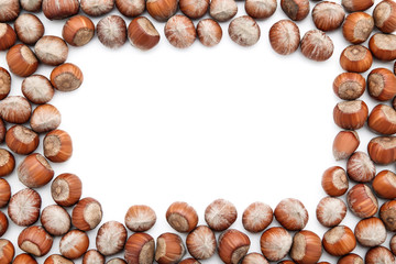 Hazelnuts isolated on white background