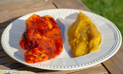 raw meat on a plate - barbecue cooking