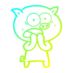 cold gradient line drawing cartoon pig shouting