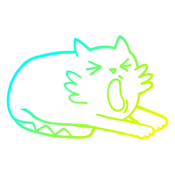 recommend clip art: cold gradient line drawing cartoon yawning cat