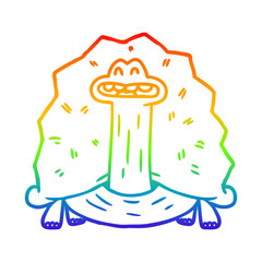 rainbow gradient line drawing funny cartoon turtle