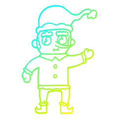 cold gradient line drawing cartoon christmas elf