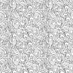 Smooth linear ornament with an abstract and twisted whorls and petals. Seamless pattern of simple wave tracery and curls. Endless texture for office supplies and printing on fabrics.
