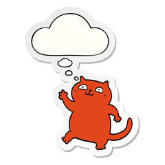 cartoon cat and thought bubble as a printed sticker