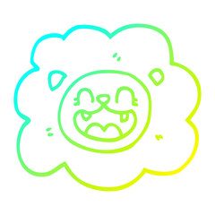 cold gradient line drawing cartoon lion