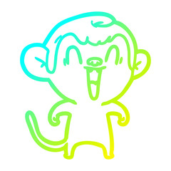 cold gradient line drawing cartoon laughing monkey
