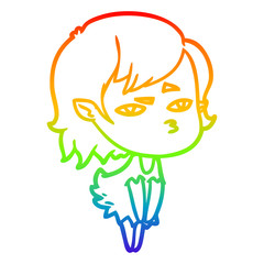 rainbow gradient line drawing cartoon vampire girl